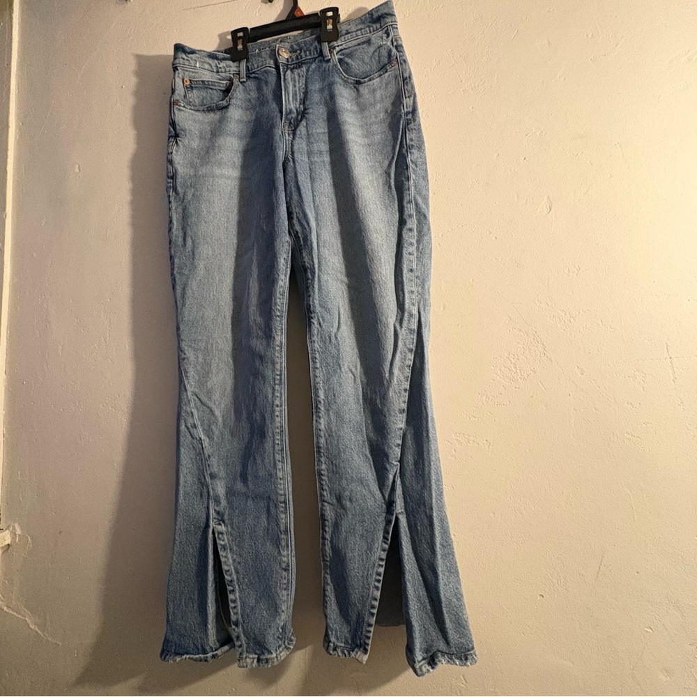 American Eagle 90s Bootcut Denim Blue Jeans Split Hem High Rise Women’s Size 8